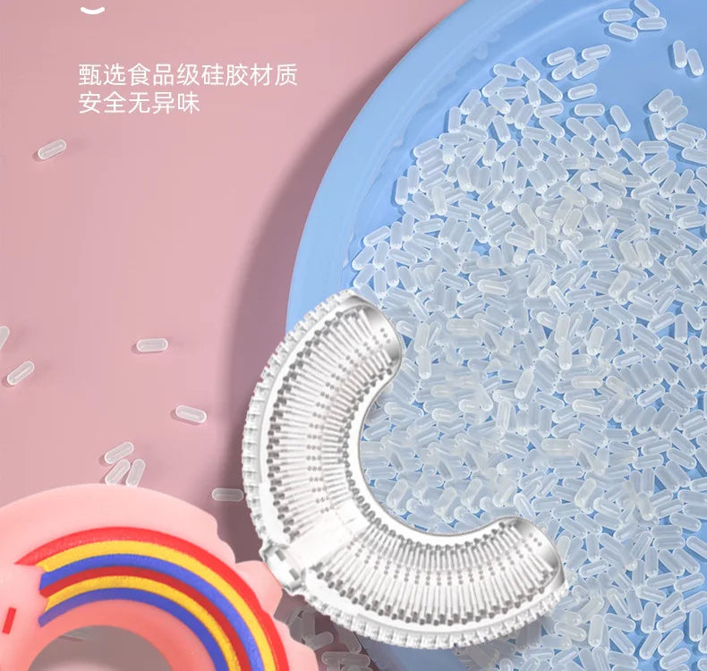 Children 360 Degree Doughnut Manual Toothbrush Kids Silicone U-shaped Tooth Brush Cartoon Gift For 2-6-12 Years Old
