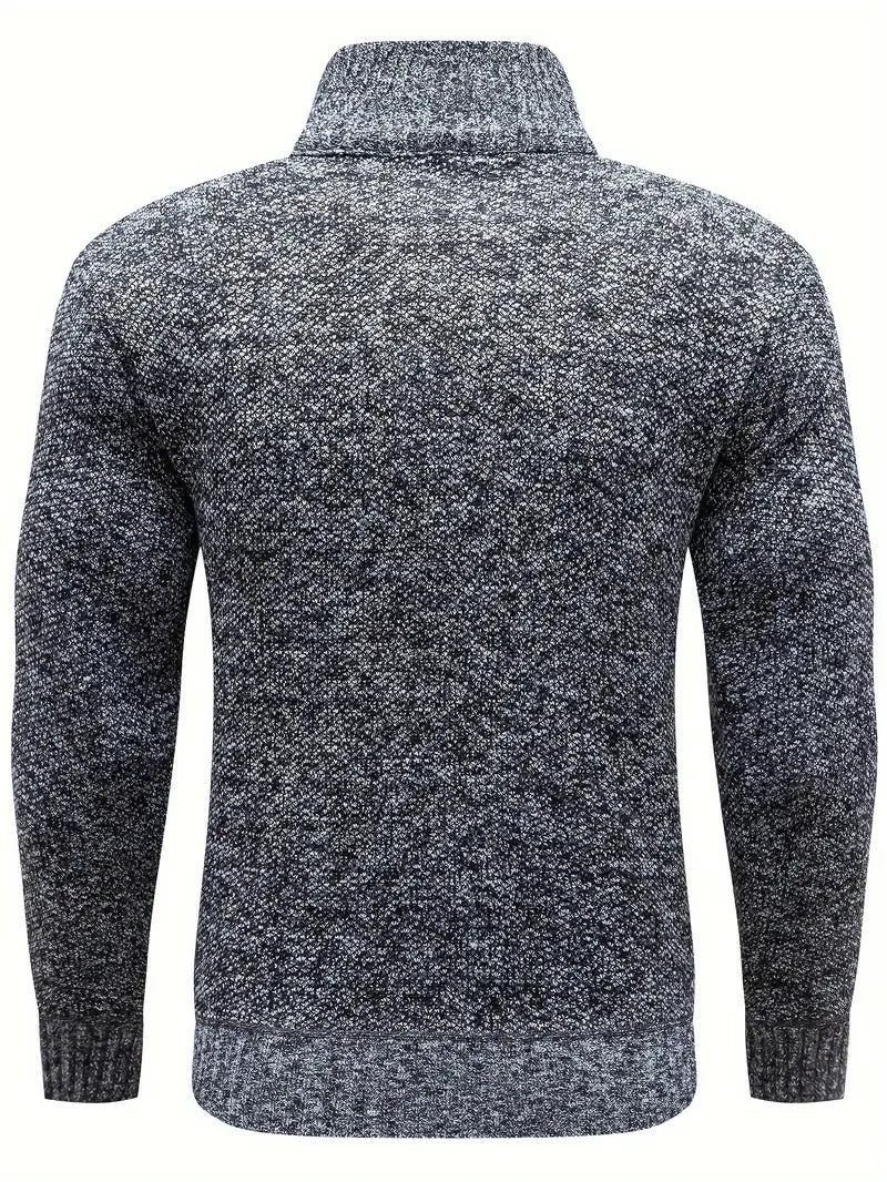 Men Pullover Autumn Winter Solid Color Stand Collar Leisure And Comfortable Zipper High Collar For Warmth Slim Fit Sweater
