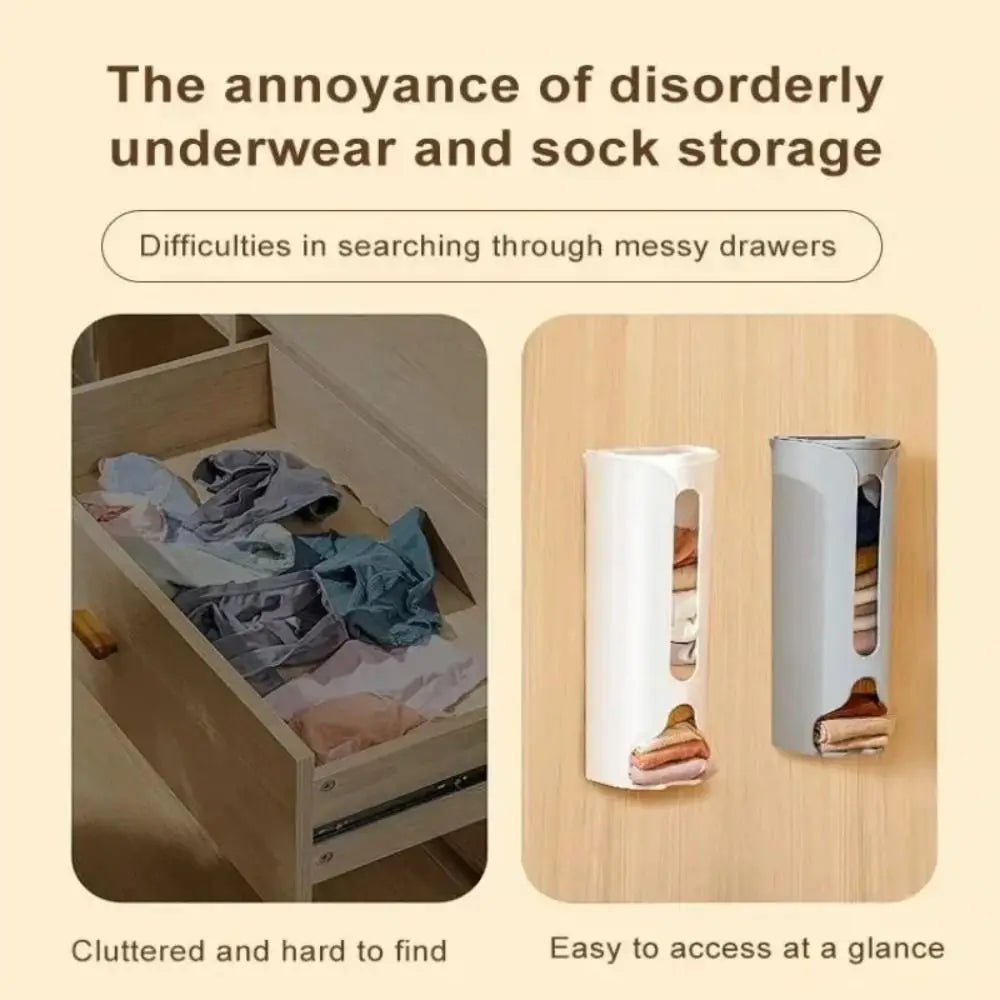 Wall-Mounted Underwear Storage Box Self Adhesive Panties Socks Organizer Dustproof Garbage Bag Dispenser Large Capacity