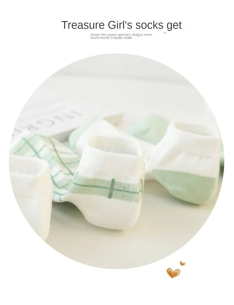 5 Pairs Avocado Flower Heart Ankle Socks Cartoon Fresh Fashion Breathable Spring and Summer Kawaii Comforts Women's Boat Socks
