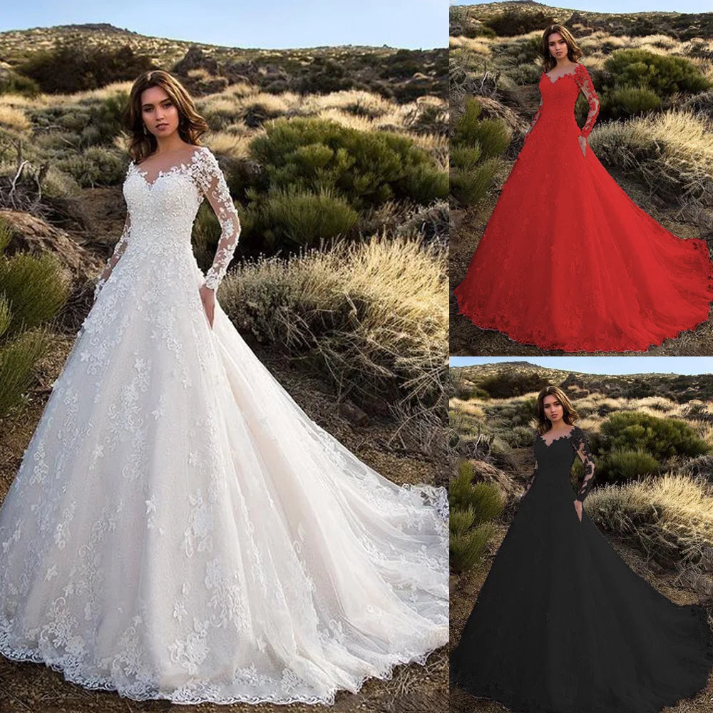 Women Lace Long Sleeve Off Shoulder White Bridal Wedding Dress Gown High Waist Loose Summer Dress Floor Length Evening