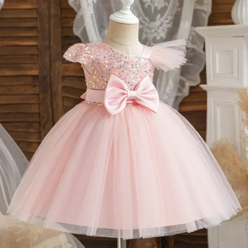 Toddler Baby Girl Dress Newborn Infant Baptism Birthday Dress Butterfly Tutu Princess Dress Baby Girls Wedding Party Gown 1-5Yrs