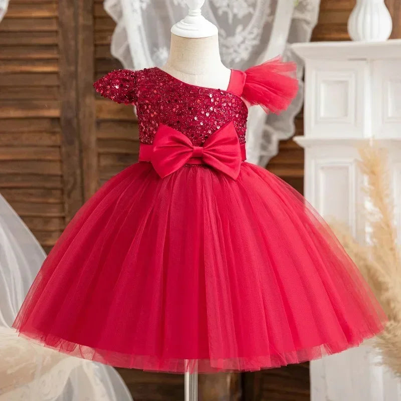 Toddler Baby Girl Dress Newborn Infant Baptism Birthday Dress Butterfly Tutu Princess Dress Baby Girls Wedding Party Gown 1-5Yrs