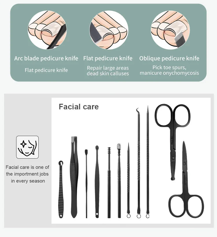 Manicure Set Pedicure Nail Clippers Set 7/32pcs Professional Grooming Tools Including Facial Fingernails and Toenails Nail Care