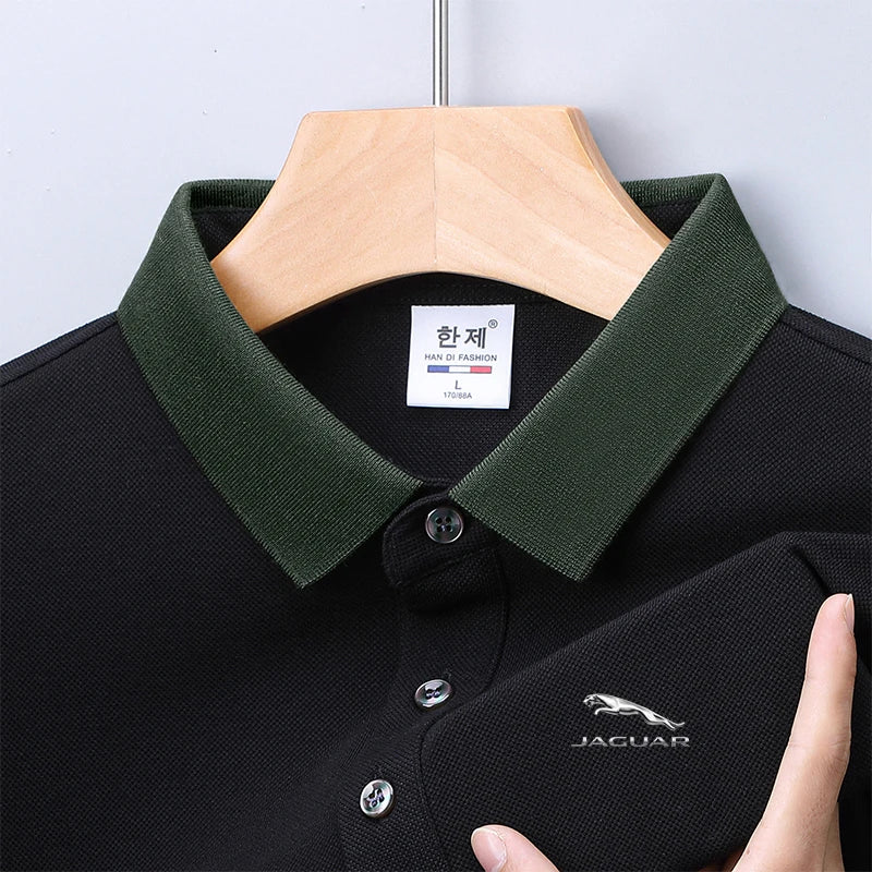 2024Summer men's new polo men's solid color short sleeved polo shirt men's casual street wear high-end polo shirt