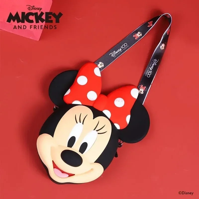 Original Disney Anime Kawaii Minnie Mickey Mouse Silicone One Shoulder Bag Leisure Fashion Zero Purse Birthday Gift For Girl
