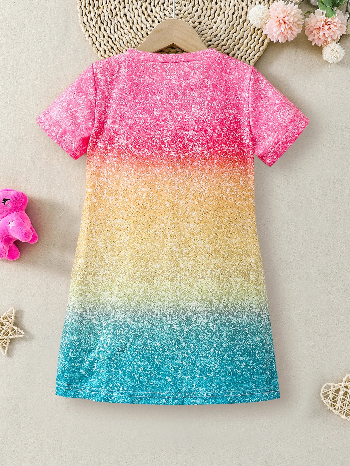 Kids Young Girl Unicorn & Letter Graphic Tee Dress