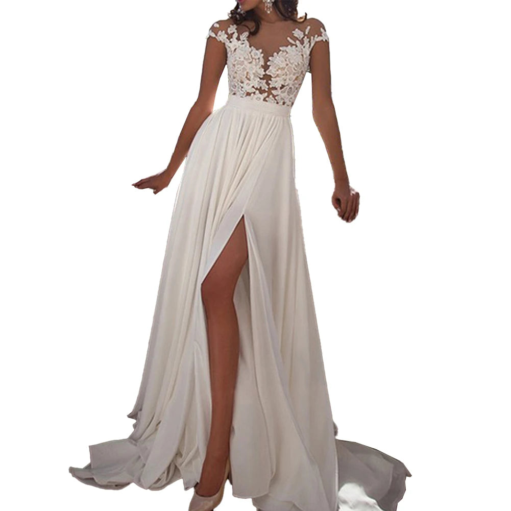 Fashionable Hot Sale Womens Dress Skirt Polyester Sleeveless Slight Strech Solid Color Chiffon Dress Crew-Neck