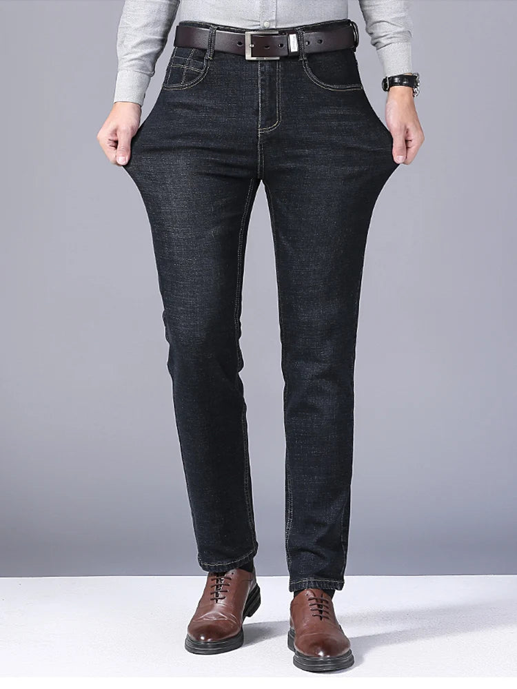 2024 New Men Classic Style Luxury Brand High-Quality Jeans Business Casual Stretch Slim Denim Pants Fashion Blue Black Trousers