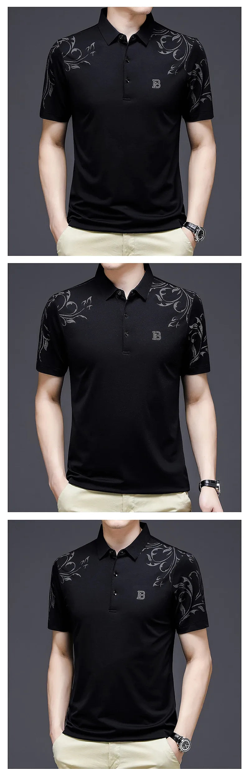 2024 New Fashion Men's Polo Shirt Short Sleeve Letter Printed Summer Shirt Solid Loose Fit Polo Shirt for Male Clothing