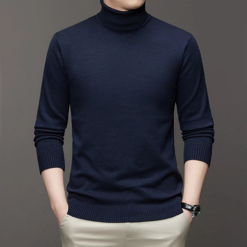 6 Colour Men's High Neck Long Sleeved Solid Color Sweater Soft Warm and Comfortable Top with a Base