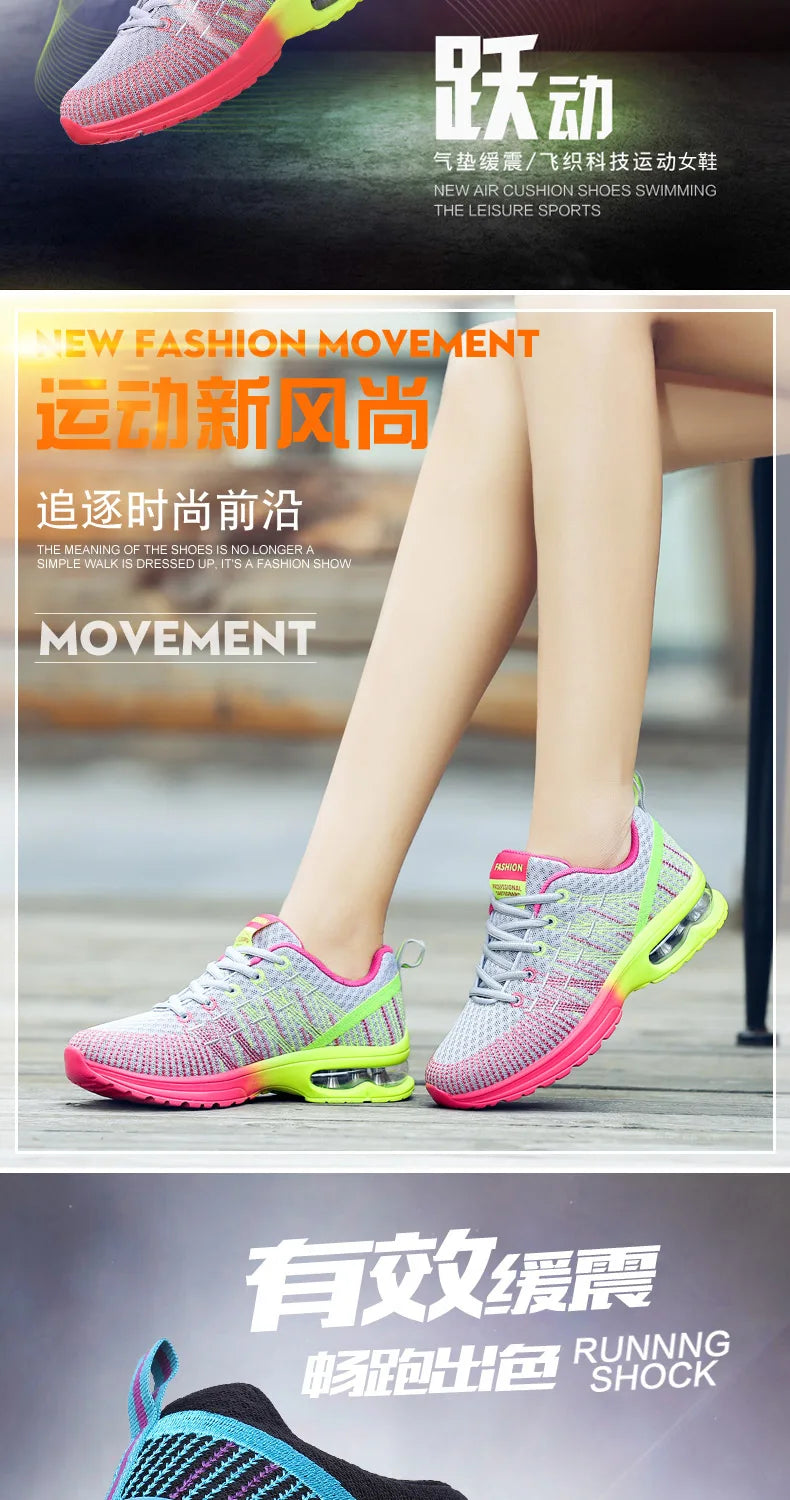 2023 New Running Shoes Breathable Outdoor Sneakers Women's Lightweight Air Cushion Sneakers Comfortable Sports Training Shoes