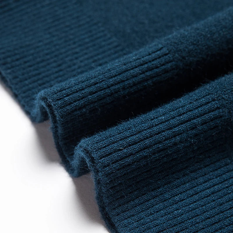 Men's autumn and winter high collar half zipper 100% wool sweater 2024 thick long sleeve warm pullover business casual knitted s