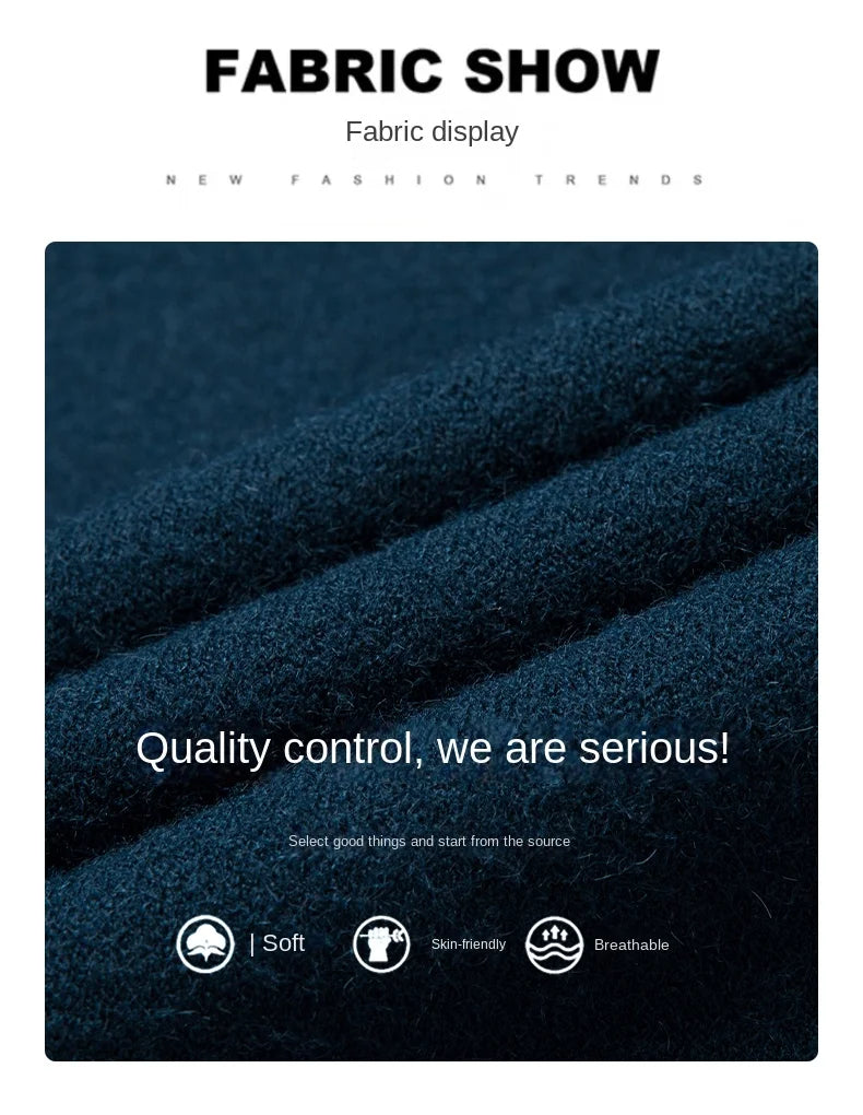 Men's autumn and winter high collar half zipper 100% wool sweater 2024 thick long sleeve warm pullover business casual knitted s