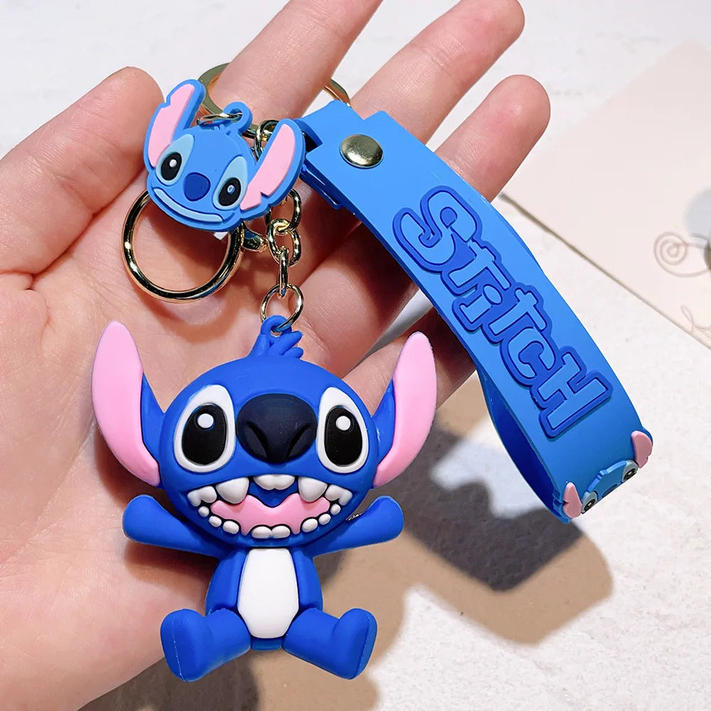 Super Mario Bros Game Stitch Disney Keychain wonder Action Figure Toy PVC Silicone Pendant Car Cartoon Bag Pendant Jewelry Gifts