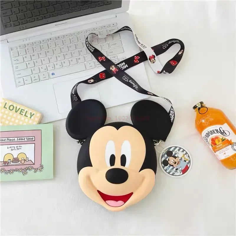 Original Disney Anime Kawaii Minnie Mickey Mouse Silicone One Shoulder Bag Leisure Fashion Zero Purse Birthday Gift For Girl