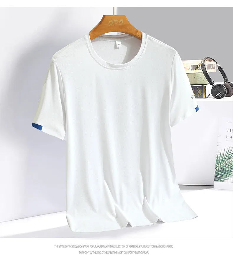Fashion T-Shirts Men Summer Fast Dry Solid Basic Tshirts Male Tee Shirt Youth Good Quality Camping Top Clothing Plus Size M-5XL