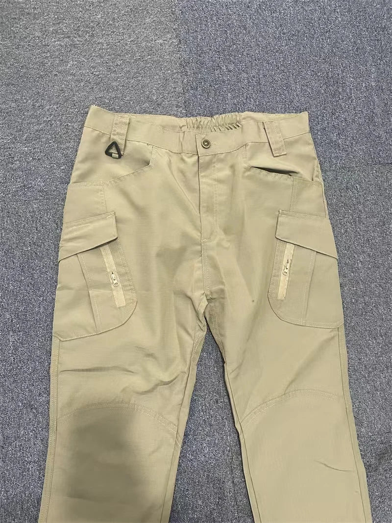 Men City Pants Cargo Trousers Multi-pocket Waterproof Wear-resistant Casual Training Overalls Fat Cargo Quick Dry Pants
