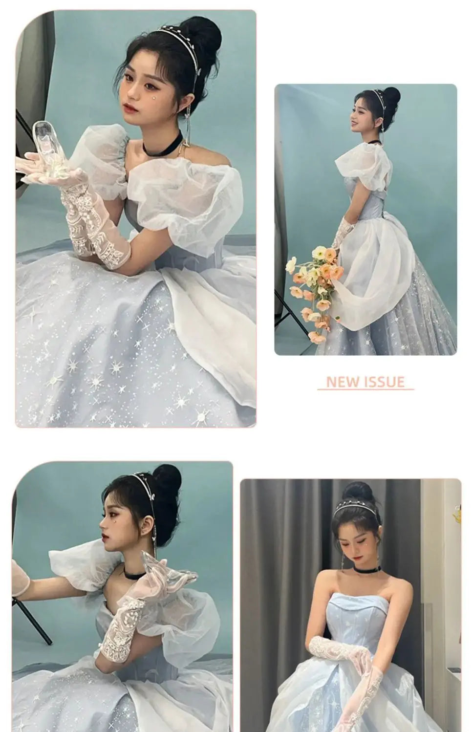 Blue Prom Dress Engagement Jacquard Dress France Vintage Sweet Korean Princess Fairy Dress Evening Party Dress