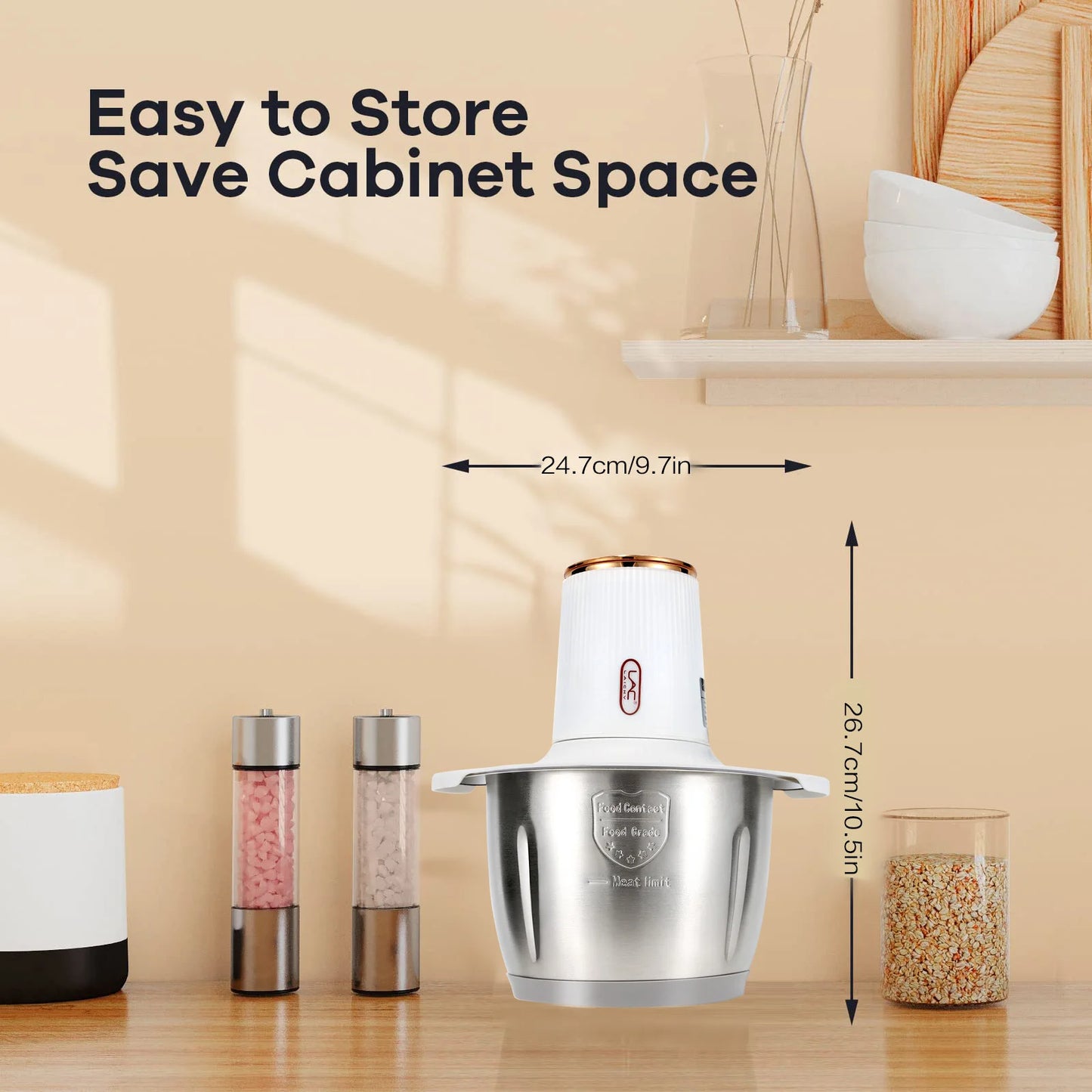 LAC Household Kitchen White 3L Mixer Commercial Electric Meat Beater Multi-function Grinder Detachable Blade With Safety Lock