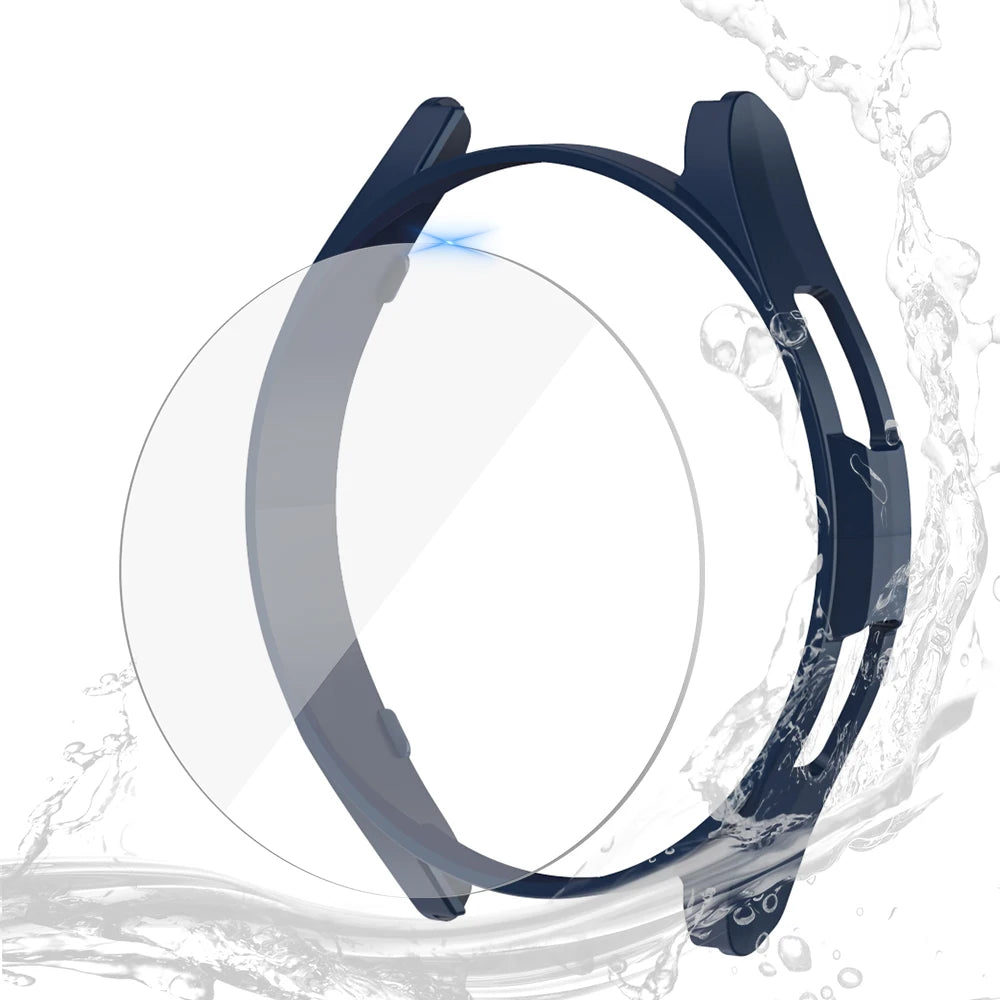 Glass+Case for Samsung Galaxy Watch 6 40mm 44mm,PC Matte Cover Protective Bumper Shell for Galaxy Watch 6 Classic 43mm 47mm