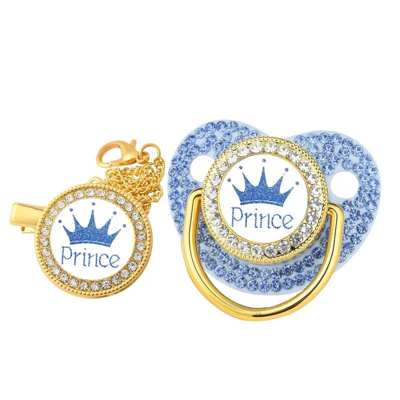 Sparkle Crown Pacifier Clip Chain Set Baby Shower Gift Silicone Newborn Dummy BPA Free Toddler Teether Baby Soother Nipple