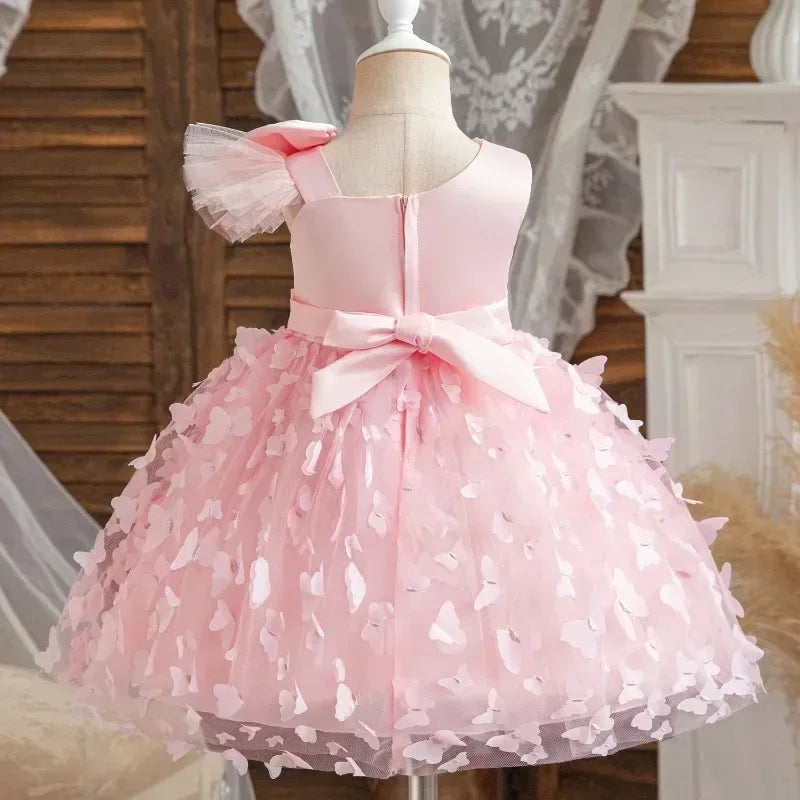 Toddler Baby Girl Dress Newborn Infant Baptism Birthday Dress Butterfly Tutu Princess Dress Baby Girls Wedding Party Gown 1-5Yrs