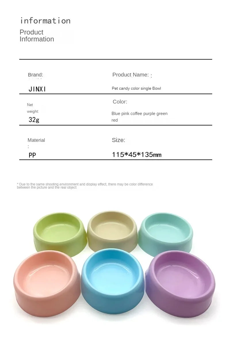 Solid Color Pet Bowl Plastic Dog Bowl Cat Round Single Bowl Thickened Eco-Friendly Dog 사발 Pet Supplies Dog Accessories