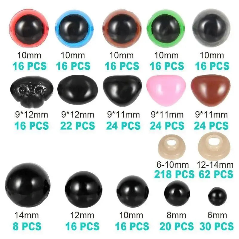 560Pcs Doll Making Eyes Reusable Plastic Button Eyes Multiple Sizes DIY Stuffed Animals Toy Bear Eyes for Plush Crochet Dolls