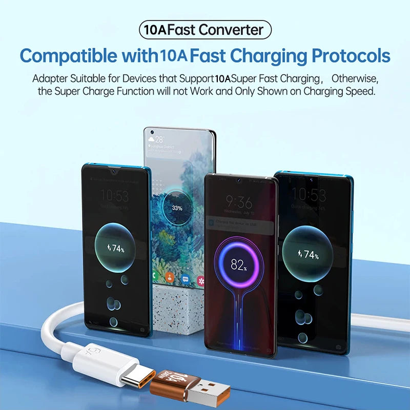 10A OTG USB Type C Female To USB A Male Adapter 240W Converter Adaptador For Xiaomi 13 12 Samsung S23 Iphone 15 14 Pro Oneplus 9