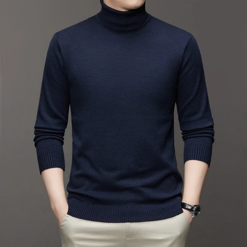 6 Colour Men's High Neck Long Sleeved Solid Color Sweater Soft Warm and Comfortable Top with a Base