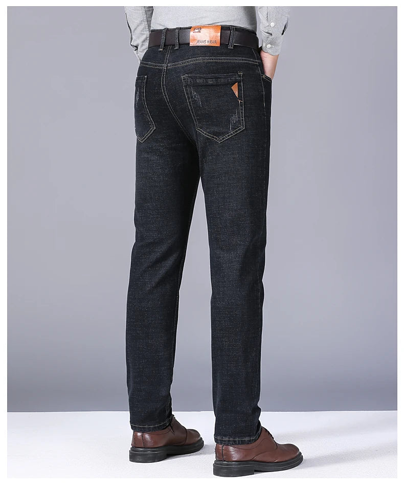 2024 New Men Classic Style Luxury Brand High-Quality Jeans Business Casual Stretch Slim Denim Pants Fashion Blue Black Trousers