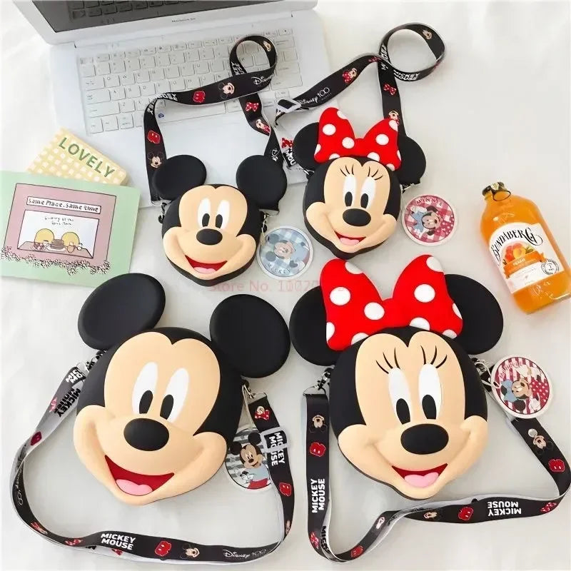 Original Disney Anime Kawaii Minnie Mickey Mouse Silicone One Shoulder Bag Leisure Fashion Zero Purse Birthday Gift For Girl