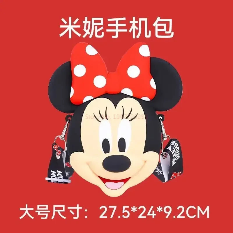 Original Disney Anime Kawaii Minnie Mickey Mouse Silicone One Shoulder Bag Leisure Fashion Zero Purse Birthday Gift For Girl
