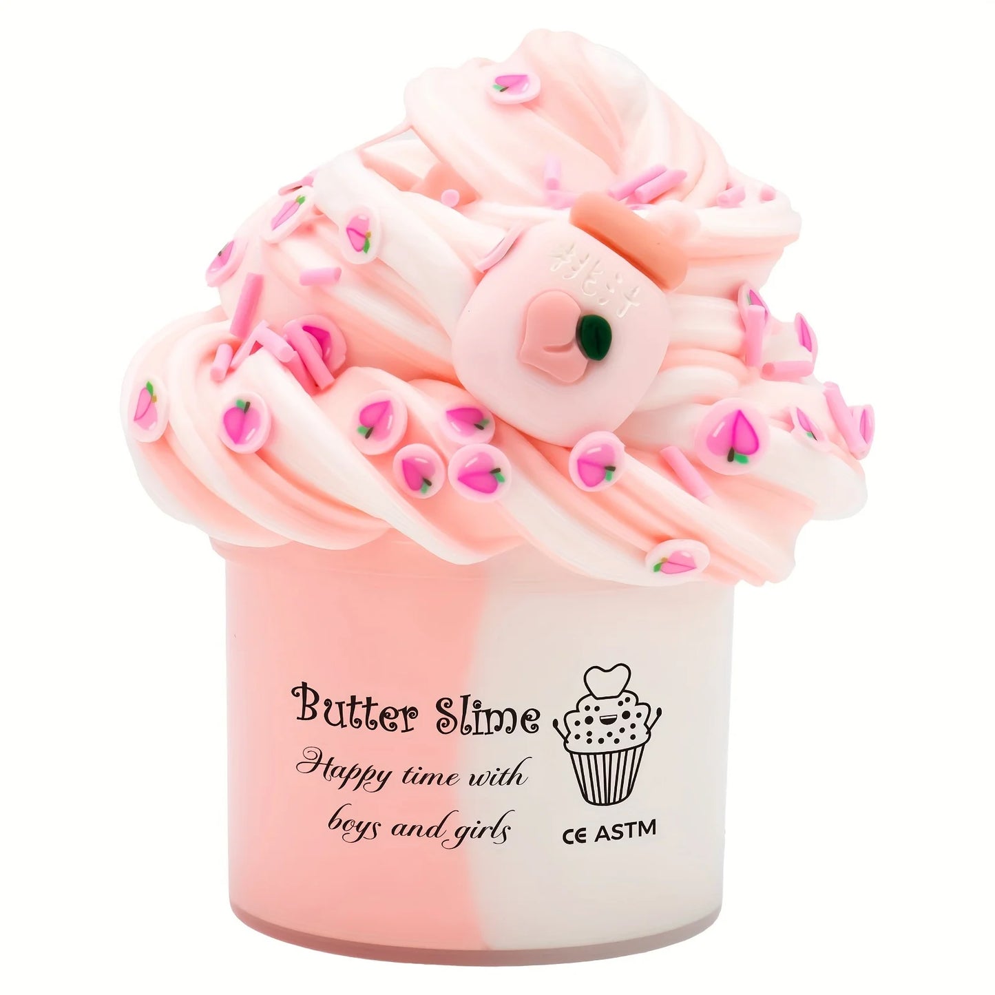 2.37oz Fluffy Two-Tone Butter Slime Super Soft Clay Stretchy Non-sticky Party Favors Slime Charms Toys Education Birthday Gifts