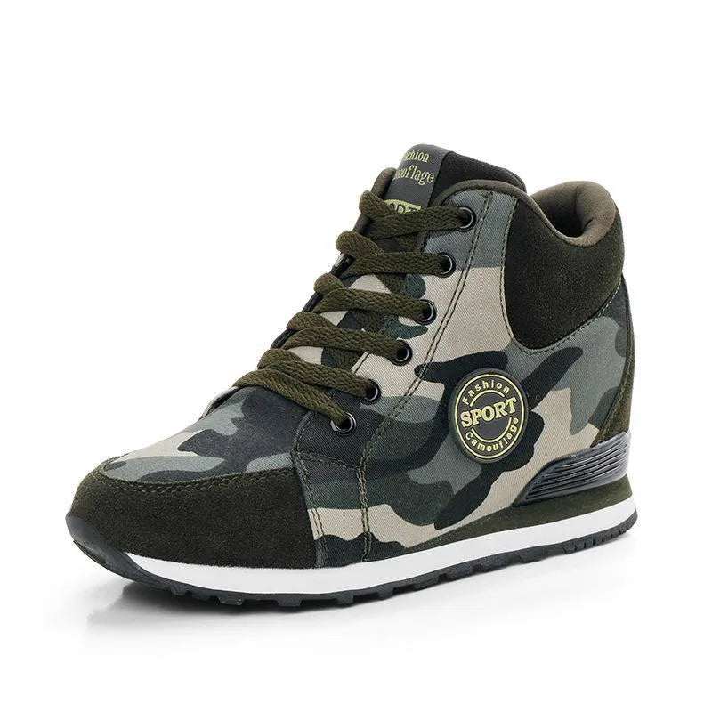 2022 Spring High Top Wedge Platform Sneakers Women Casual Shoes Hidden Heels Ladies Sneakers Camouflage Women Shoes Basket Femme