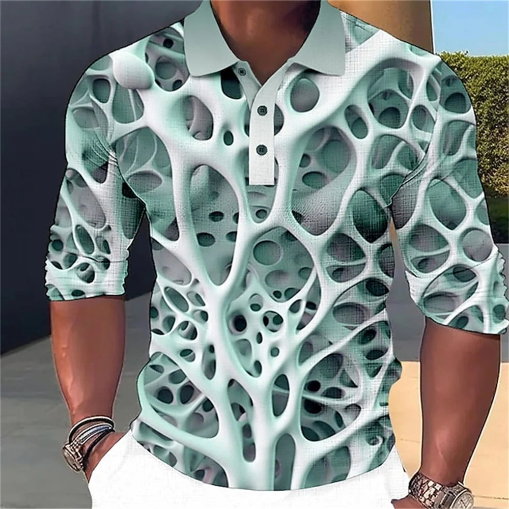 Fashion Men's Polo Shirt 3D Stripe T-Shirt Tops Summer Short Sleeve Polo Shirt Colorful Pattern Tees Casual Men's Clothing