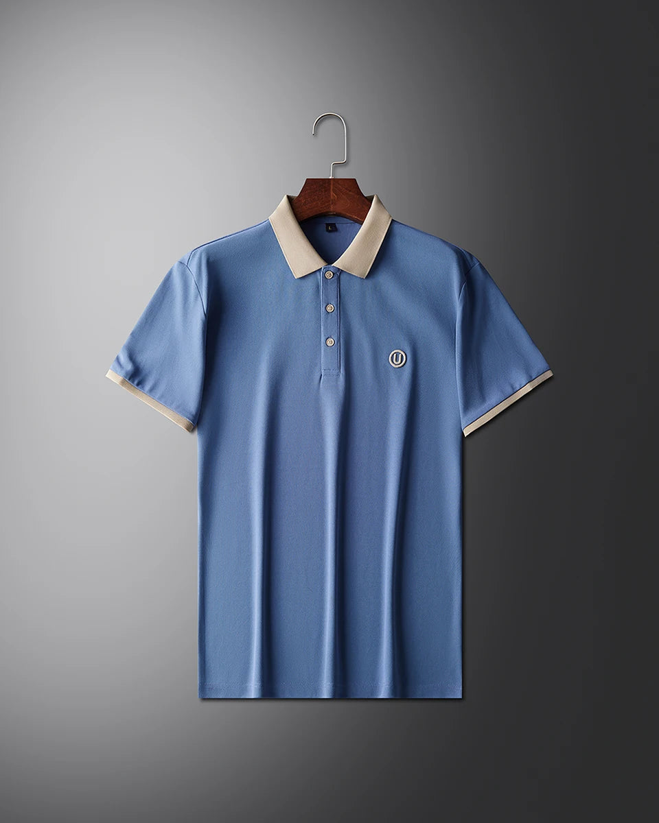 Light luxury fashion letter embroidery short sleeve POLO shirt men's summer New youth casual ice silk breathable golf T-shirt
