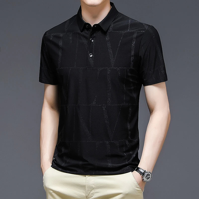 2024 Summer New Men's Printed Short Sleeved POLO Shirt Comfortable and Cool Casual Fashion T-shirt