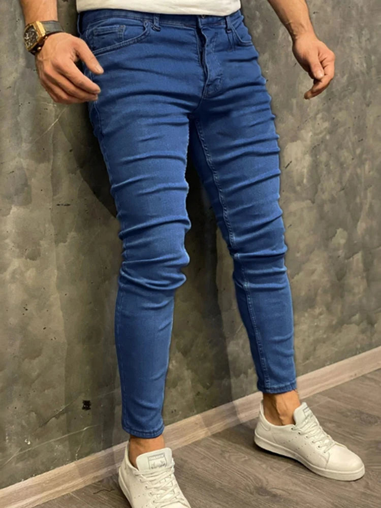 Fashion Men Casual Pants Stretch Jeans Skinny Vintage Wash Plus Size Jean Slim Clothing Male High Quality Hip Hop Denim Trousers