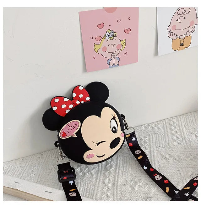 Disney Anime Mickey Minnie Mouse Series Kawaii Silicone Bag Mini Messenger Bag Children Coin Purse Toys Girls Christmas Gift