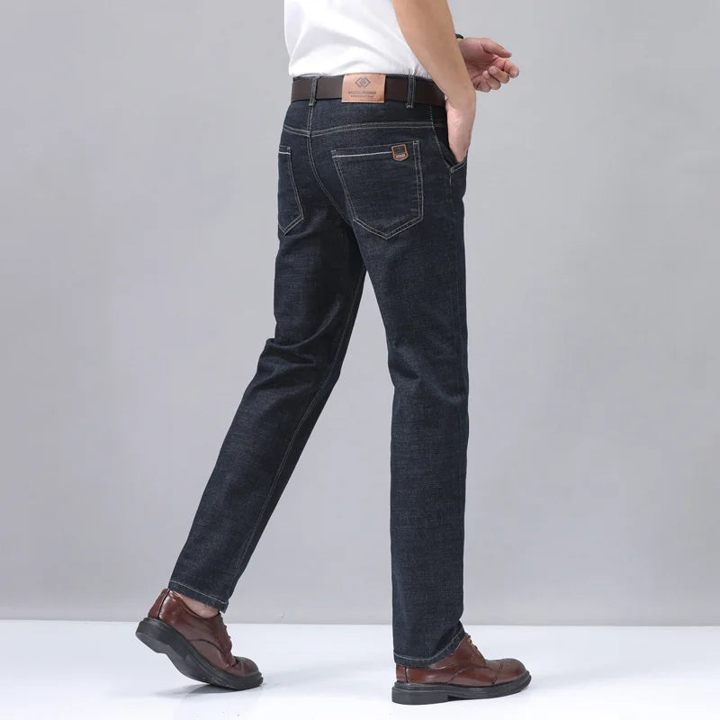 Casual Men Classic Business Jeans 2024 Summer Autumn Slim Stretch Denim Trousers Male High Quality Luxury Pants Brand Clothing