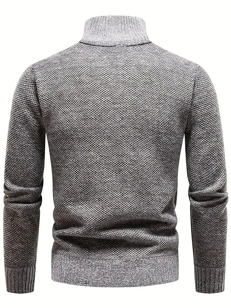 Men Pullover Autumn Winter Solid Color Stand Collar Leisure And Comfortable Zipper High Collar For Warmth Slim Fit Sweater