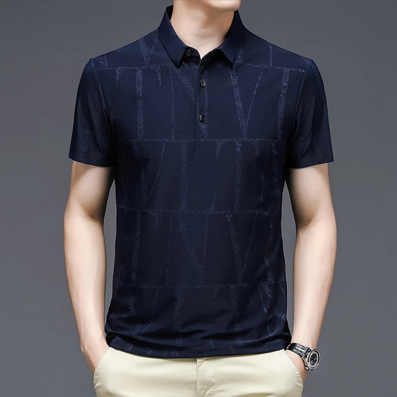 2024 Summer New Men's Printed Short Sleeved POLO Shirt Comfortable and Cool Casual Fashion T-shirt
