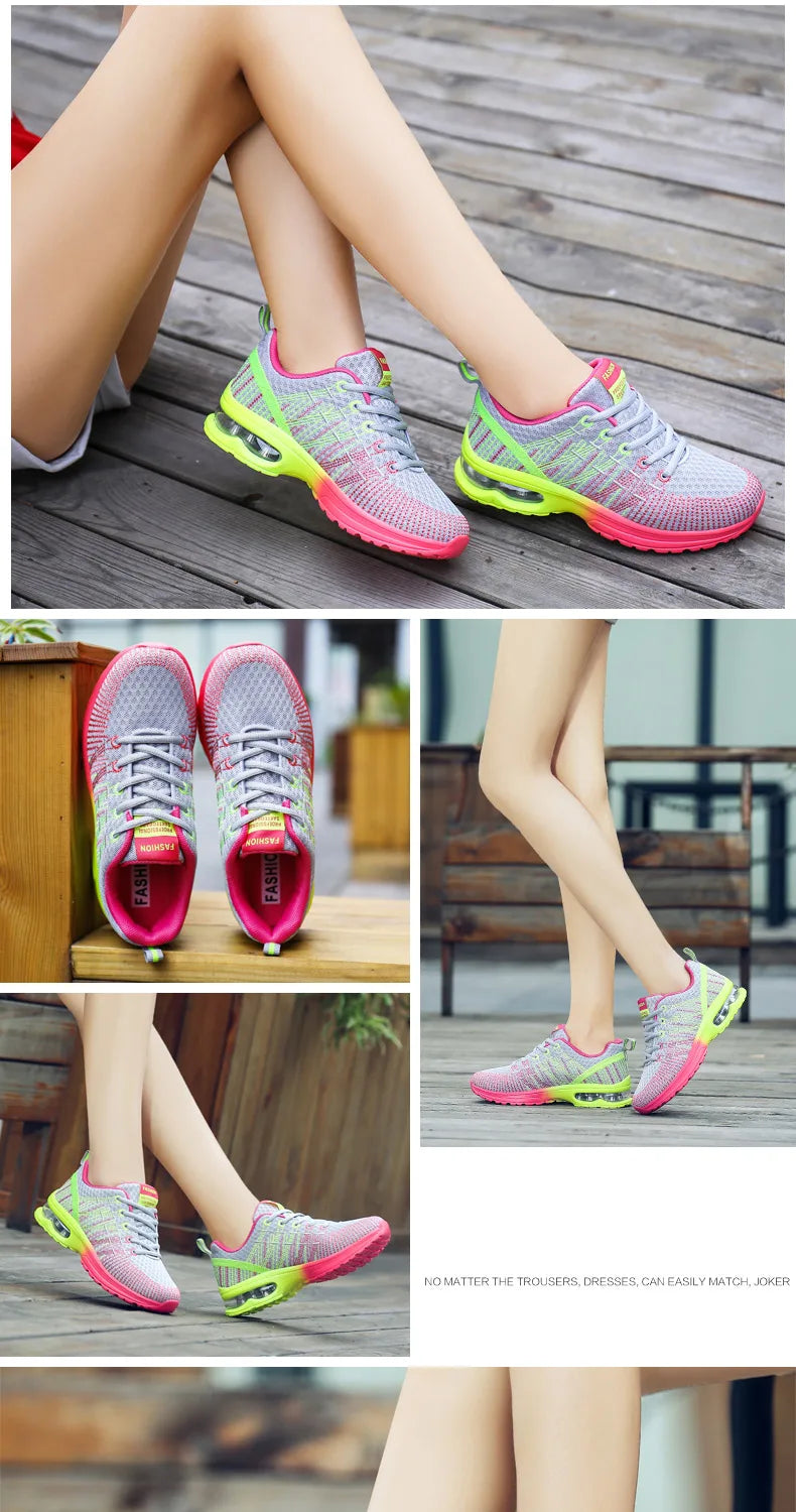 2023 New Running Shoes Breathable Outdoor Sneakers Women's Lightweight Air Cushion Sneakers Comfortable Sports Training Shoes