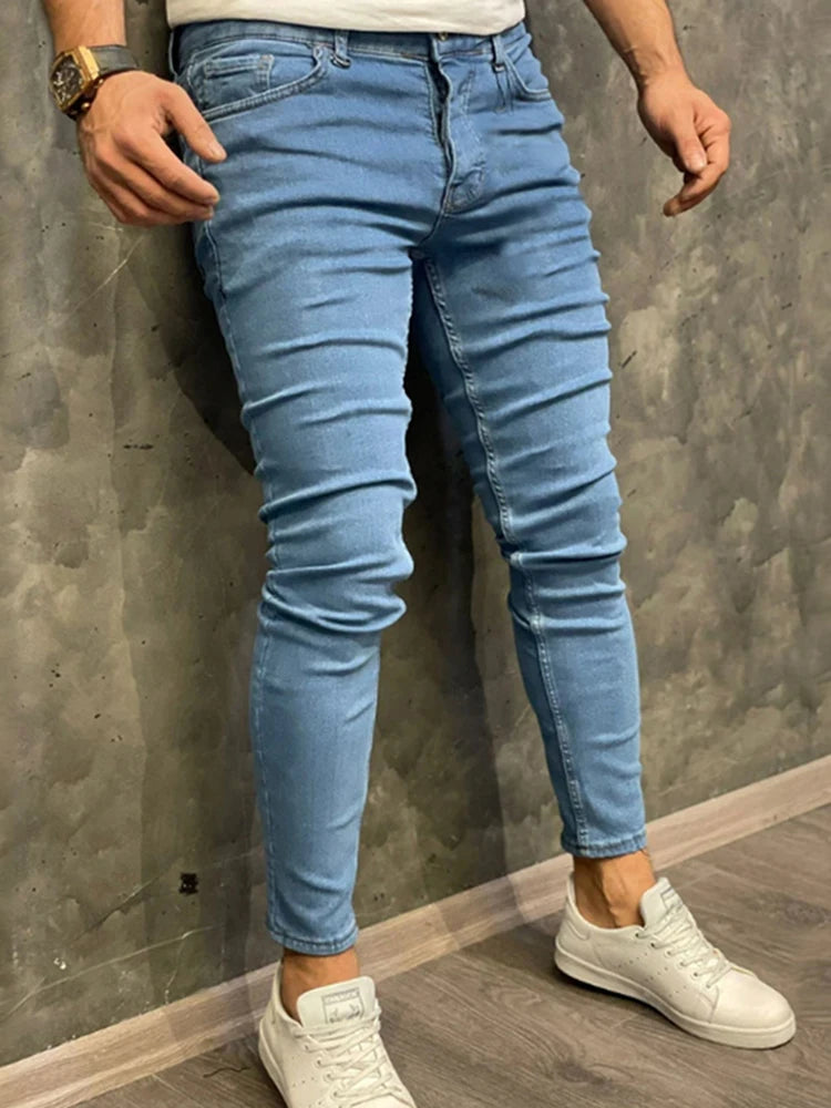 Fashion Men Casual Pants Stretch Jeans Skinny Vintage Wash Plus Size Jean Slim Clothing Male High Quality Hip Hop Denim Trousers