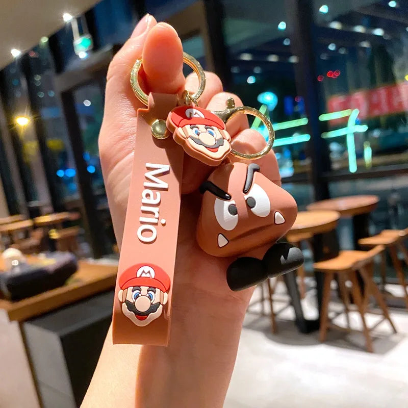Super Mario Bros Game Stitch Disney Keychain wonder Action Figure Toy PVC Silicone Pendant Car Cartoon Bag Pendant Jewelry Gifts