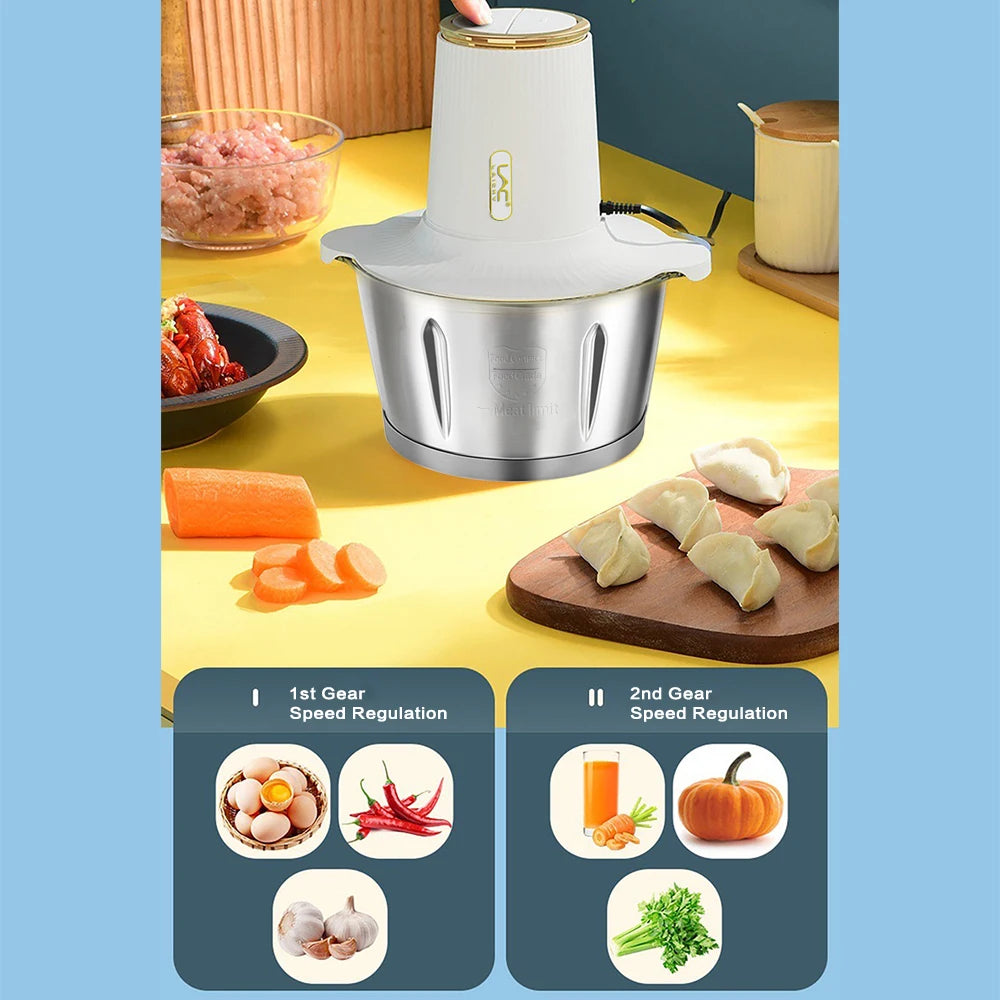 LAC Household Kitchen White 3L Mixer Commercial Electric Meat Beater Multi-function Grinder Detachable Blade With Safety Lock