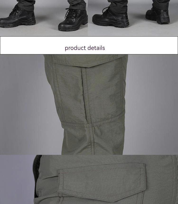 Men City Pants Cargo Trousers Multi-pocket Waterproof Wear-resistant Casual Training Overalls Fat Cargo Quick Dry Pants