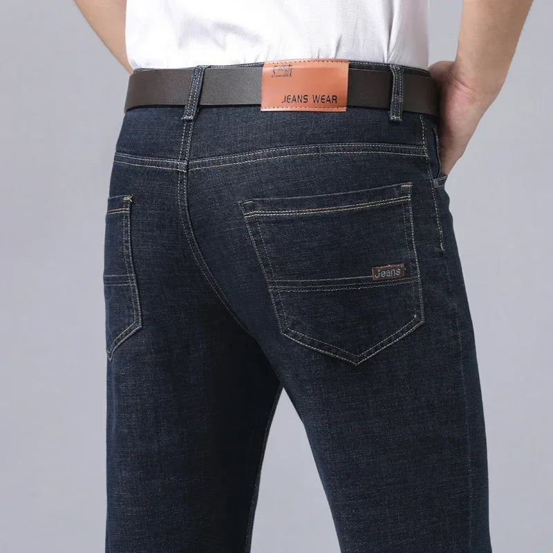 Casual Men Classic Business Jeans 2024 Summer Autumn Slim Stretch Denim Trousers Male High Quality Luxury Pants Brand Clothing